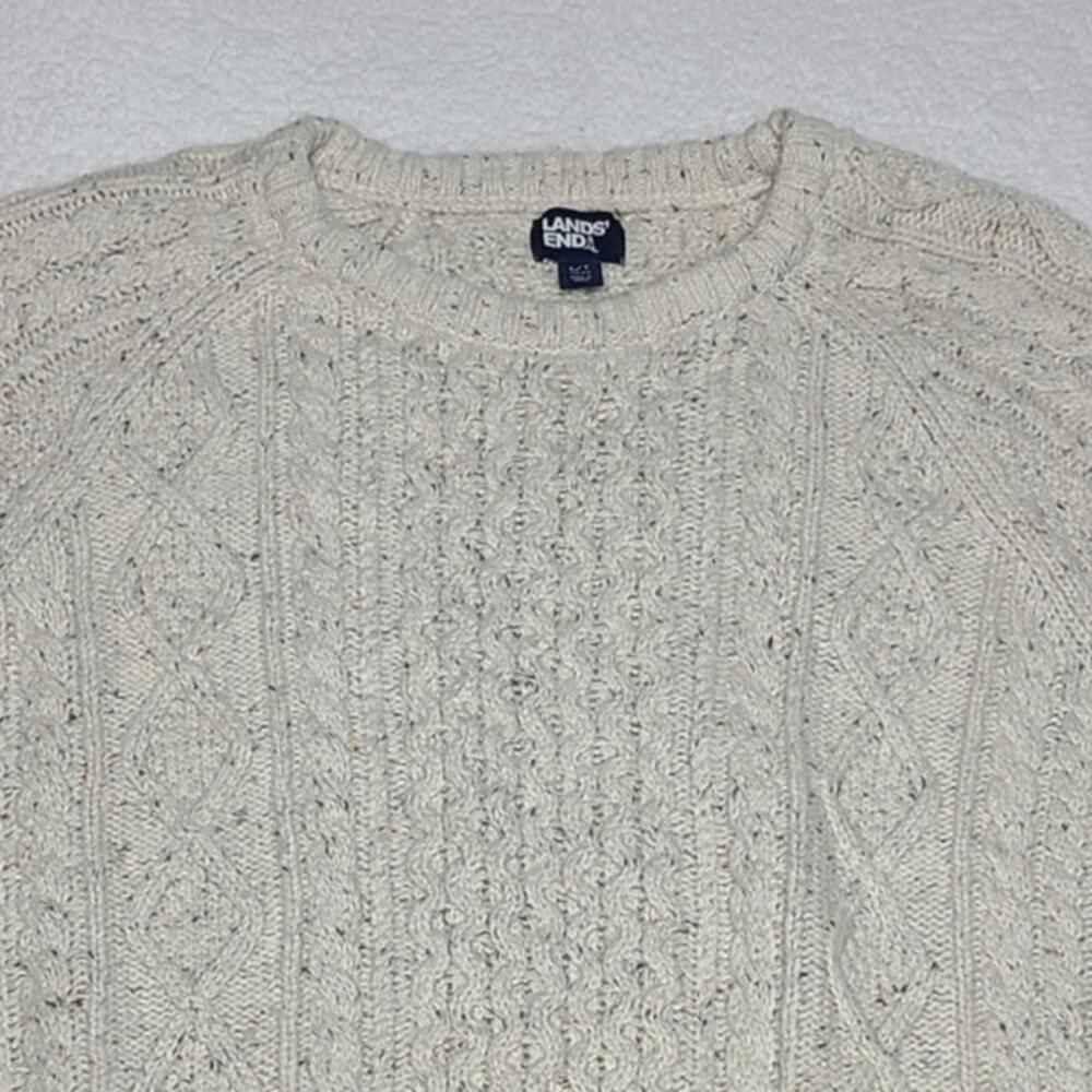 Lands' End Men's Cable Knit Fisherman Sweater Pullover L